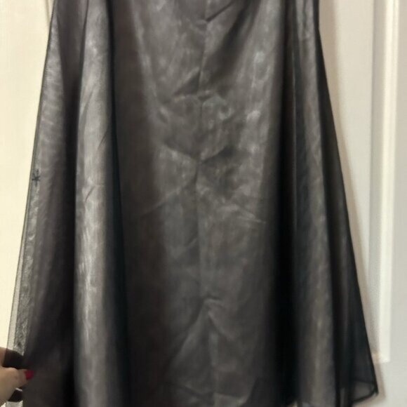 Vtg Express Sheer Sequin flare Skirt 2 Black Halloween Goth Formal Romantic - Picture 6 of 12